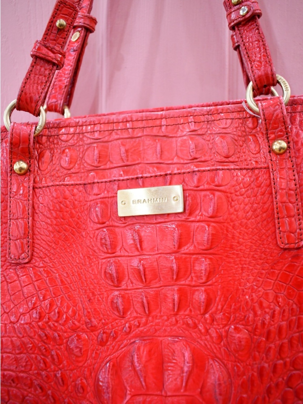 Brahmin Red Croc-Embossed Tote - Picture 3 of 6